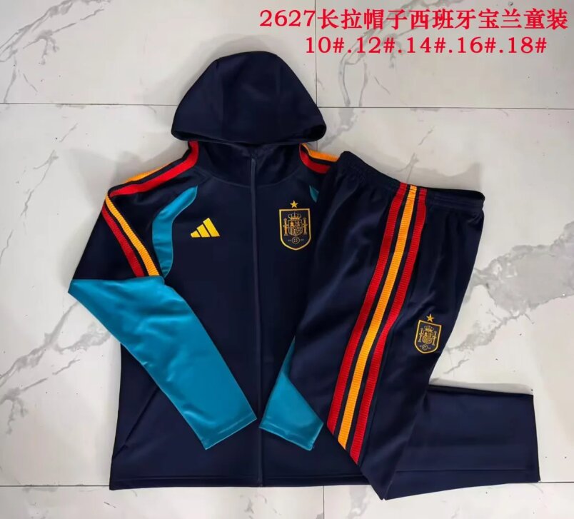Kids Spain 26/27 Hoodie Tracksuit - Navy Blue